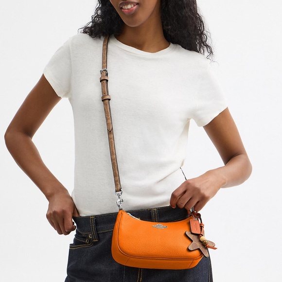 New🍊Coach Teri Orange Mini Crossbody Bag With Star Charm - Picture 6 of 6